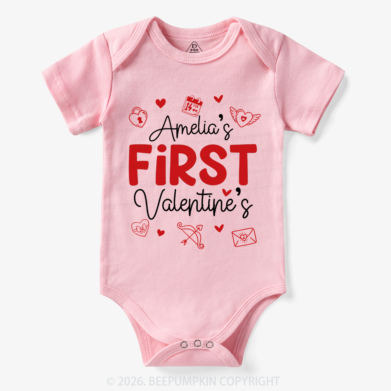 Personalized Baby First Valentine's Day Bodysuit