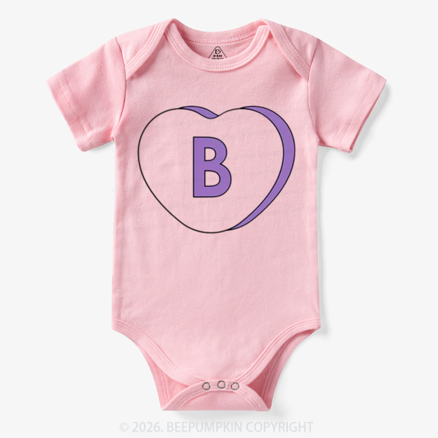 Personalized Candy Heart Initial Valentine's Day Bodysuit