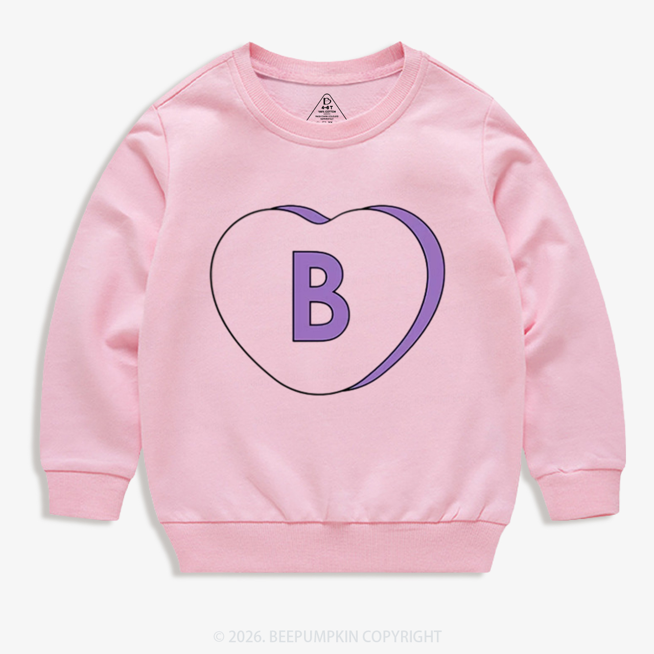 Personalized Candy Heart Initial Valentine's Day Kid's Sweatshirt