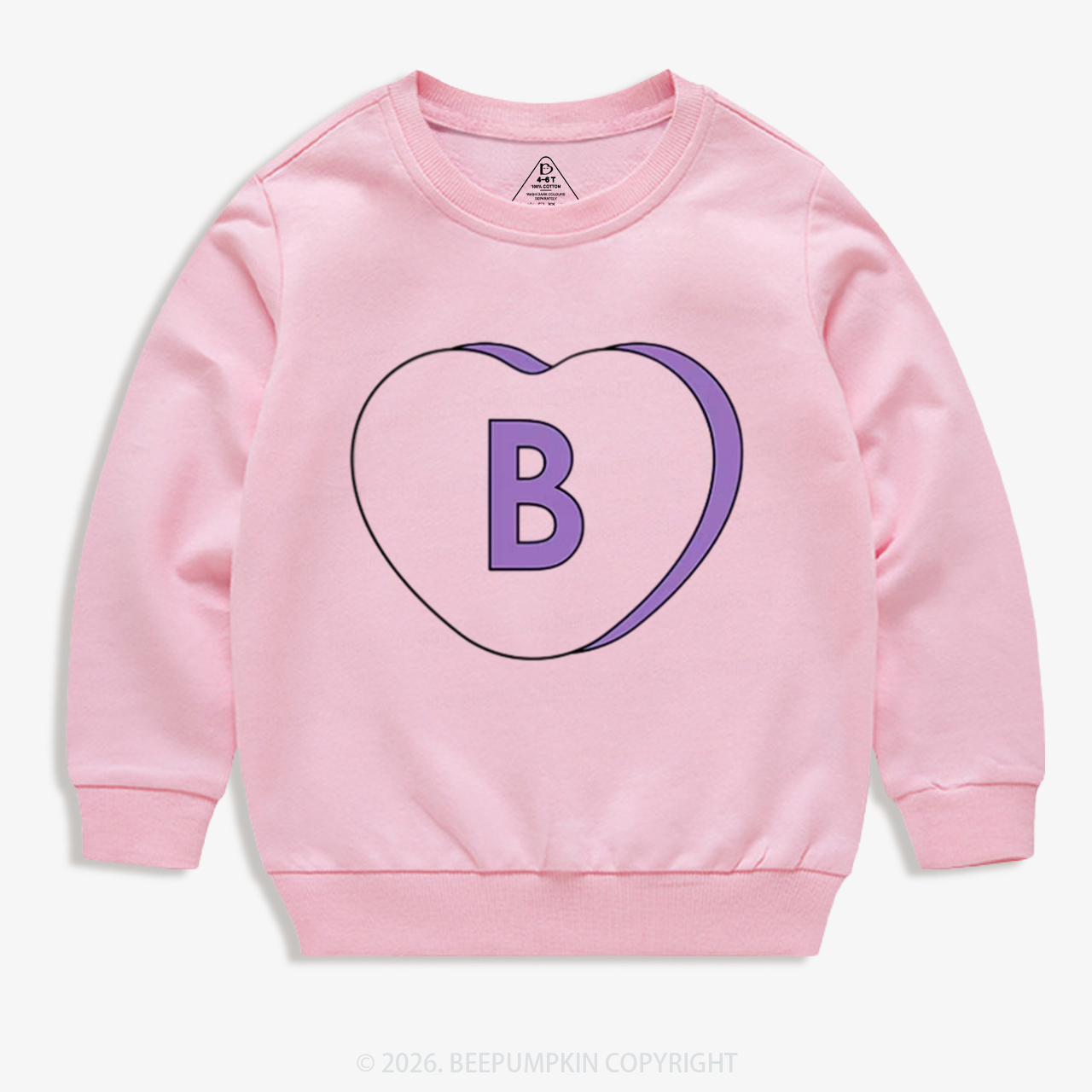 Personalized Candy Heart Initial Valentine's Day Kid's Sweatshirt