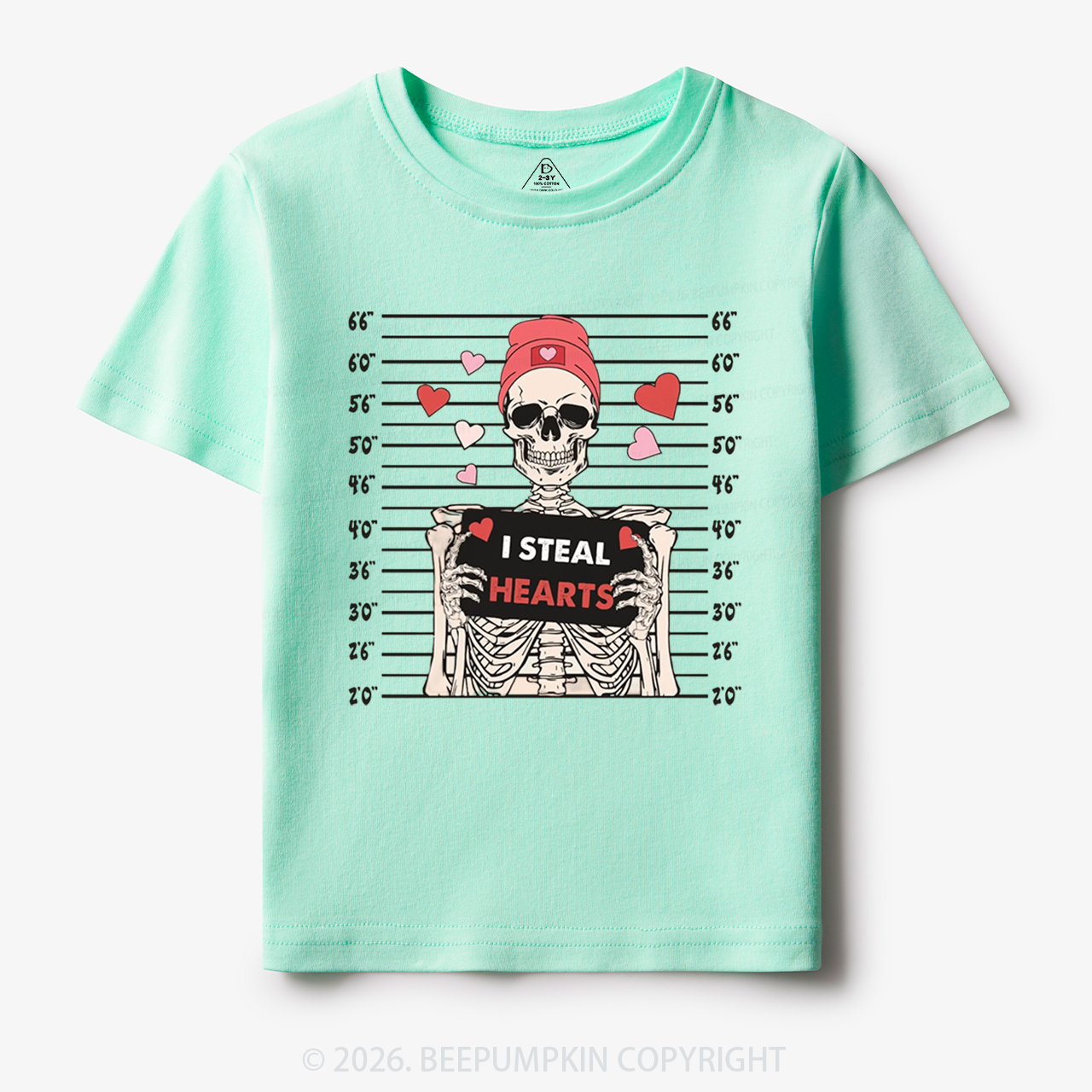 I Steal Hearts Skeleton Valentine's Day Toddler&Kid's Tees Beepumpkin