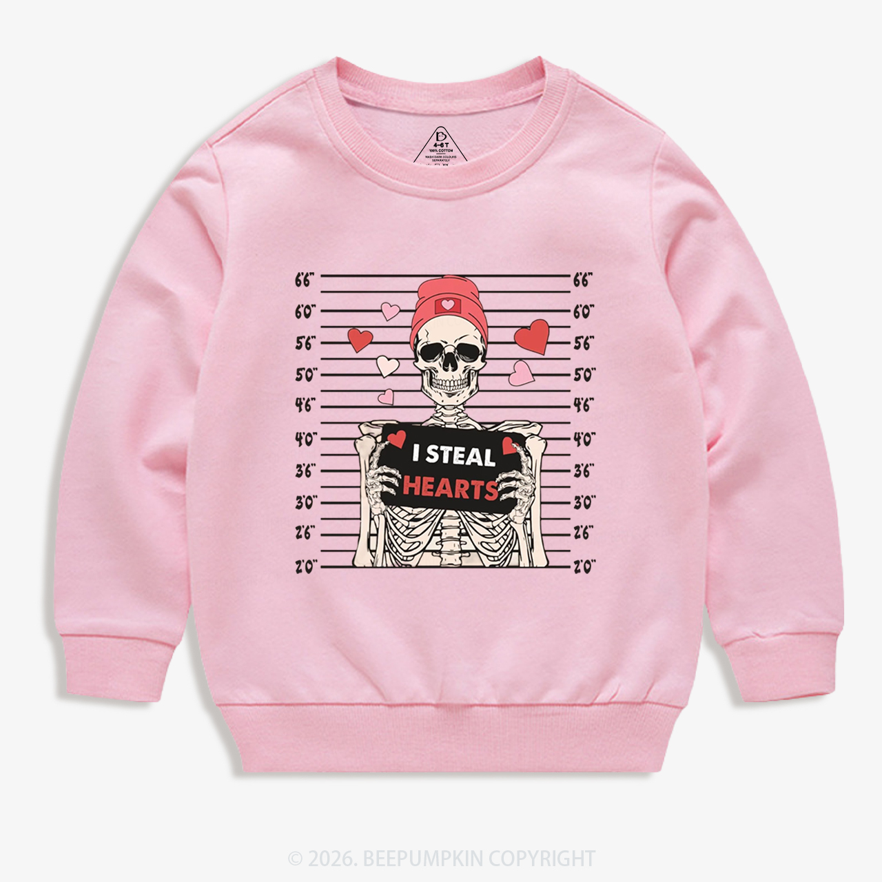 I Steal Hearts Skeleton Valentine's Day Kid's Sweatshirt