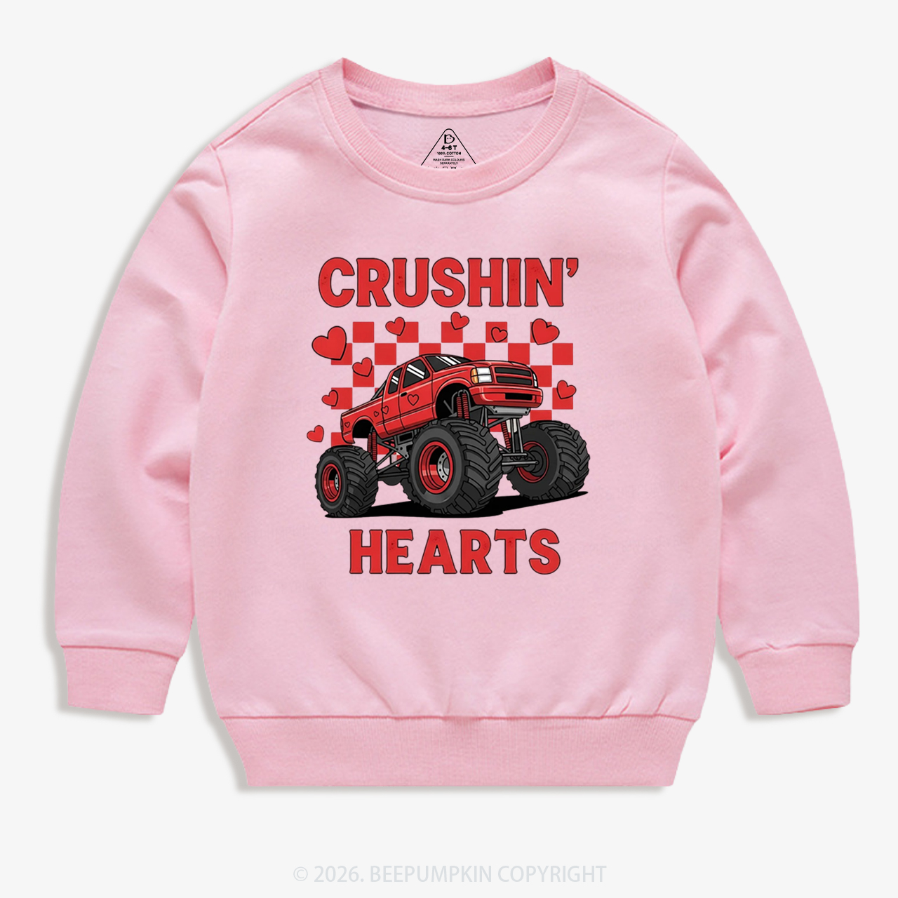 Crushin' Hearts Truck Valentine's Day Kid's Sweatshirt