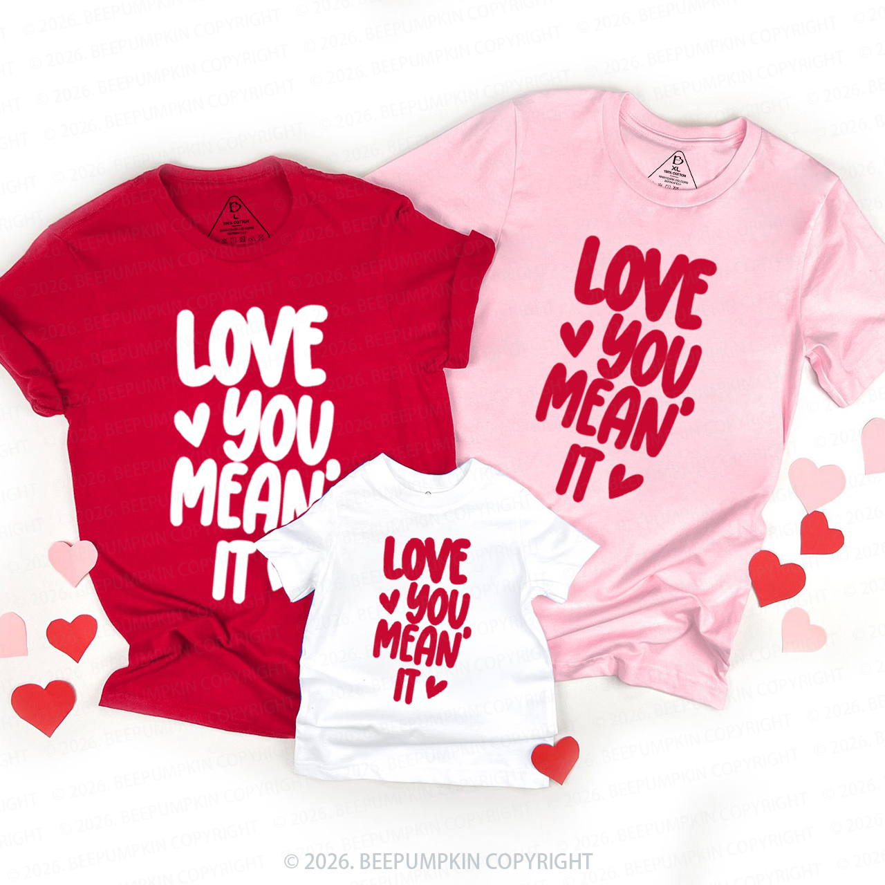 Love you Mean it Valentine's Day Family Shirt