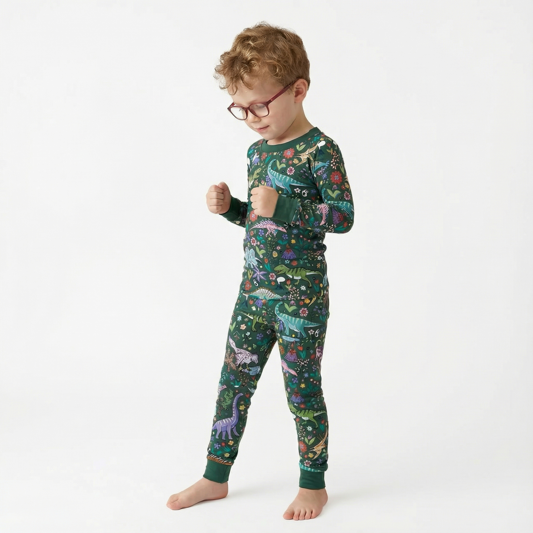 Dinosaur Forest Two-Piece Pajama Set For Kids
