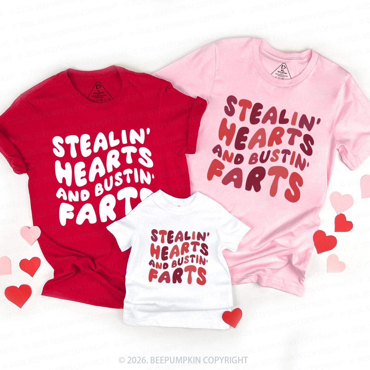 Stealin Hearts And Bustin Farts Valentine's Day Family Matching T-Shirts