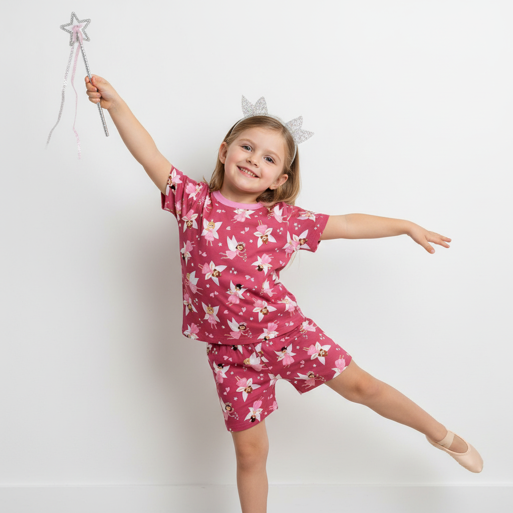 Blossom Fairy Two-Piece Pajama Short Sets For Toddler&Kids