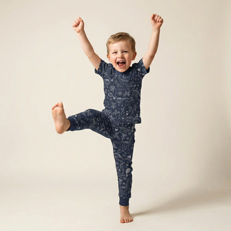 Midnight Dinosaur Two-Piece Pajama Short Sets For Toddler&Kids