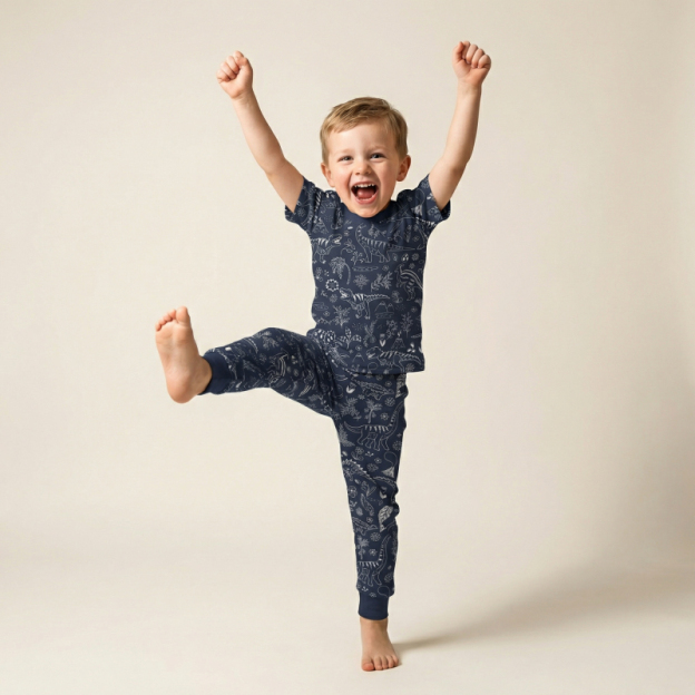 Midnight Dinosaur Two-Piece Pajama Short Sets For Toddler&Kids