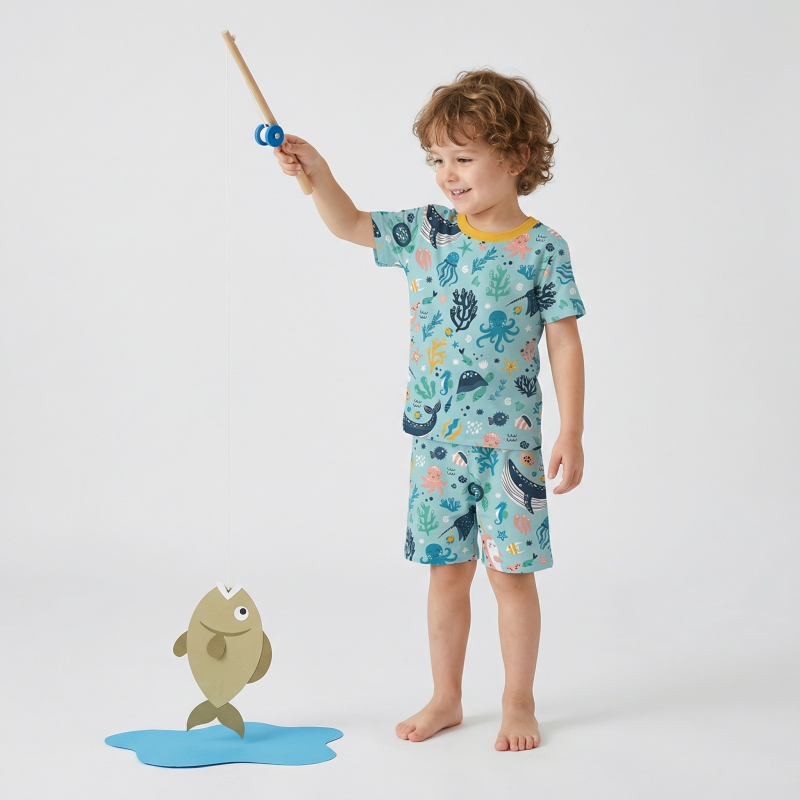 Under The Sea Two-Piece Pajama Short Sets For Toddler&Kids