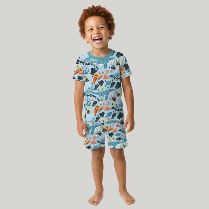 Coral Reef Dreams Two-Piece Pajama Short Sets For Toddler&Kids
