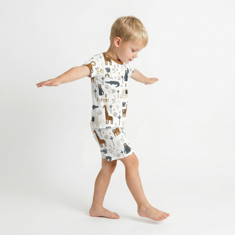 Safari Dreams Two-Piece Pajama Short Sets For Toddler&Kids