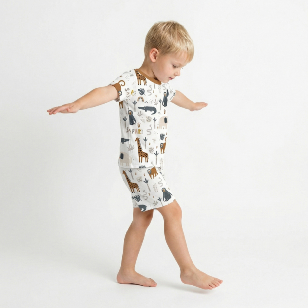 Safari Dreams Two-Piece Pajama Short Sets For Toddler&Kids