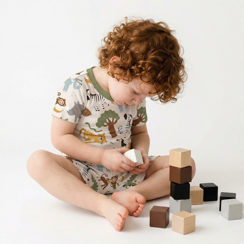 Wild Safari Dreams Two-Piece Pajama Short Sets For Toddler&Kids