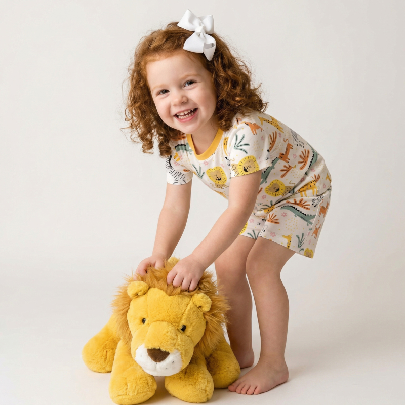 Sunny Safari Two-Piece Pajama Short Sets For Toddler&Kids