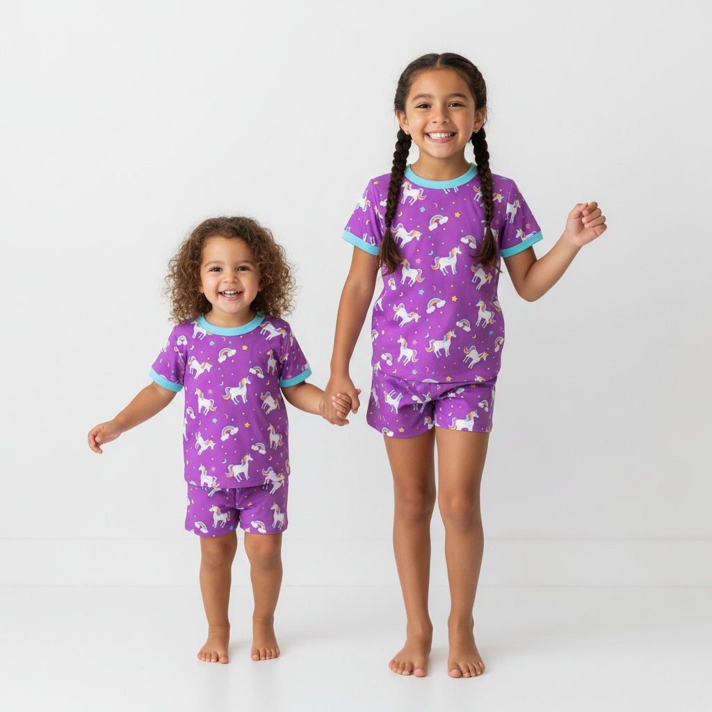 Unicorn Dreamland Two-Piece Pajama Short Sets For Toddler&Kids