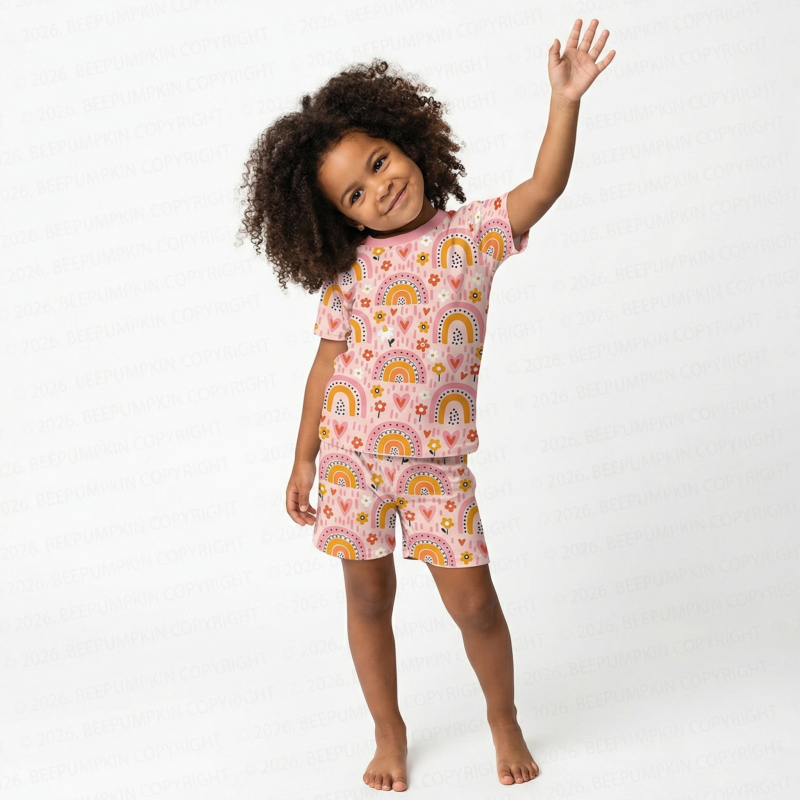 Sweet Rainbow Dreams Two-Piece Pajama Short Sets For Toddler&Kids