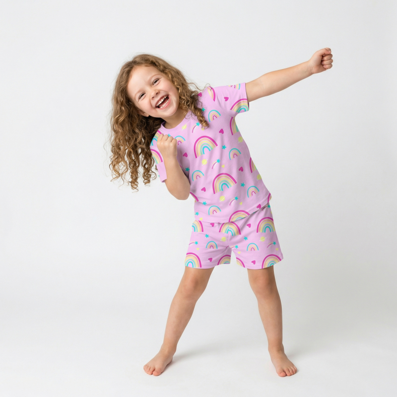 Rainbow Magic Two-Piece Pajama Short Sets For Toddler&Kids