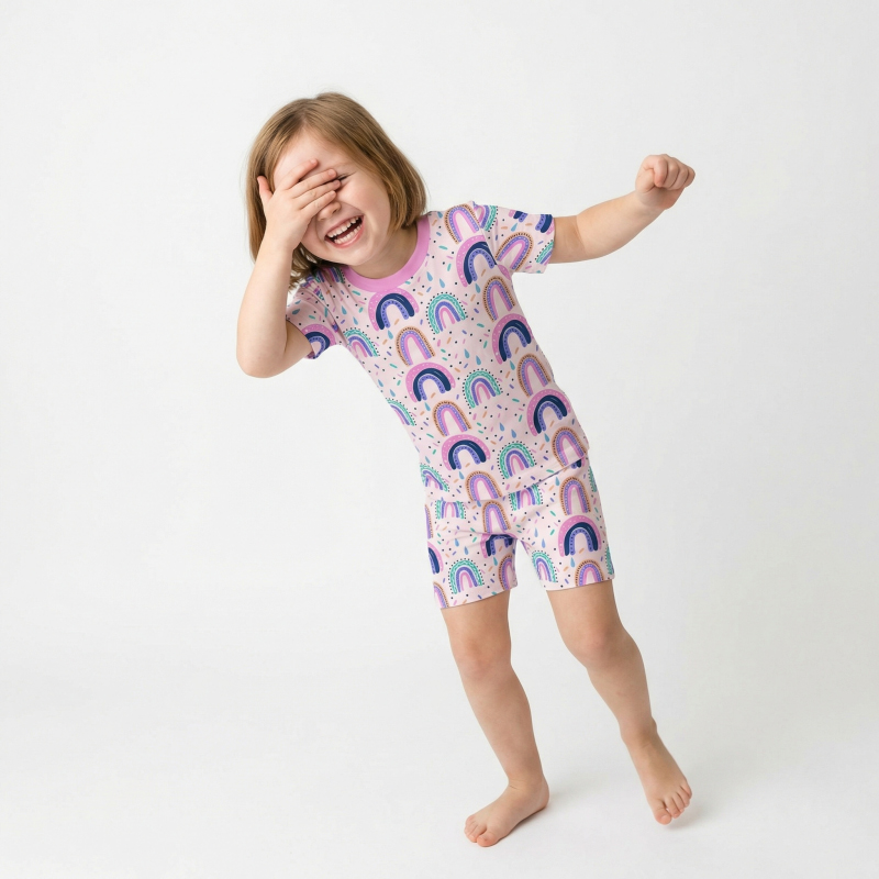 Rainbow Joy Two-Piece Pajama Short Sets For Toddler&Kids