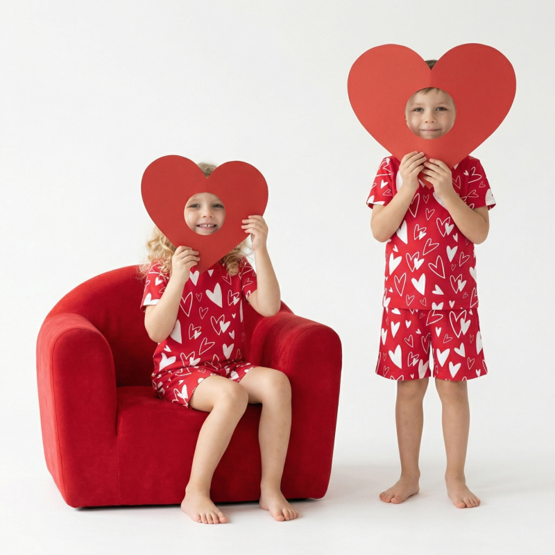 Sweetheart Dreams MiniLove Two-Piece Pajama Short Sets For Toddler&Kids