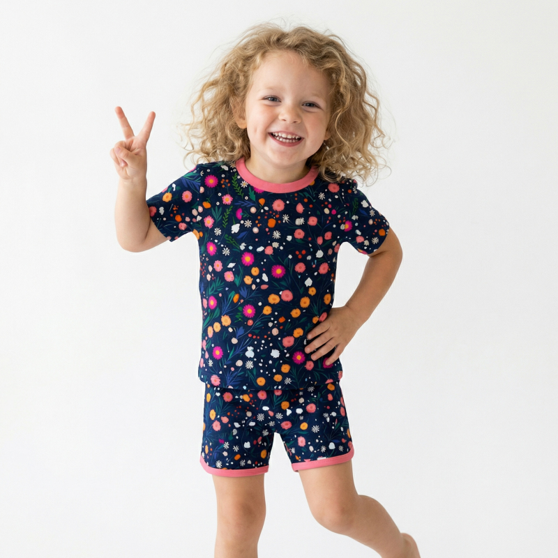 Midnight Garden Two-Piece Pajama Short Sets For Toddler&Kids