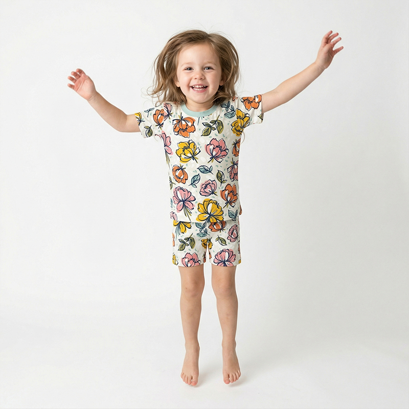 Spring Sunny Garden Two-Piece Pajama Short Sets For Toddler&Kids