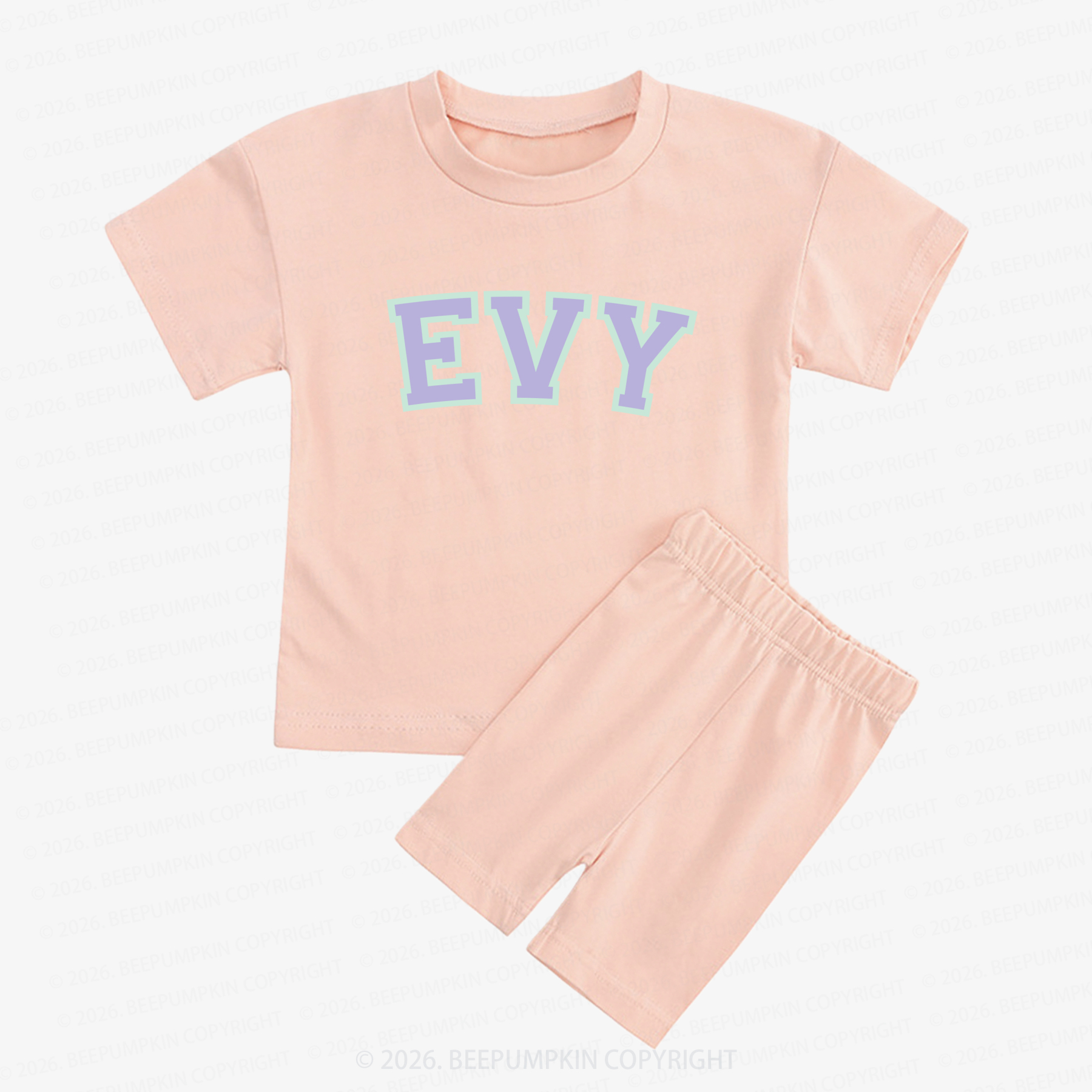 Personalized Name Kids Biker Shorts&Tee