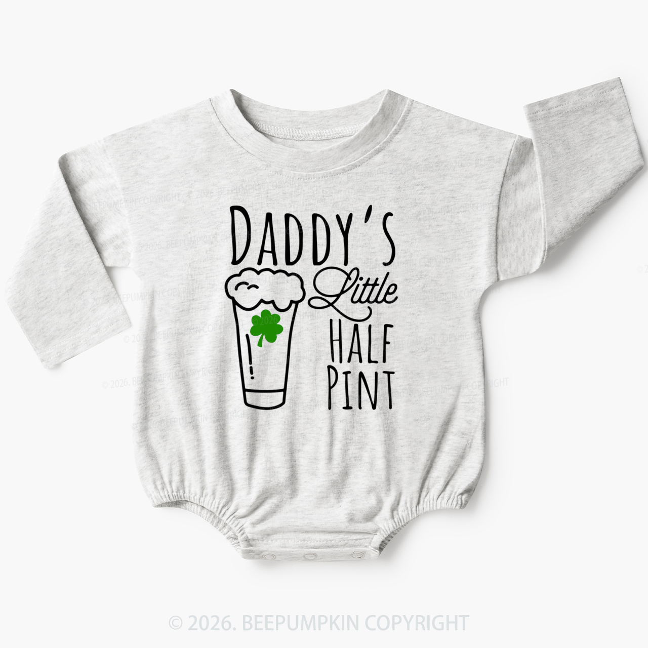 Daddy's Little Half Pint St. Patrick's Day Baby Bubble Romper Beepumpkin