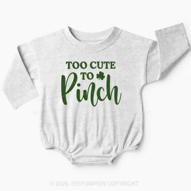 Too Cute To Pinch St. Patrick's Day Baby Bubble Romper Beepumpkin