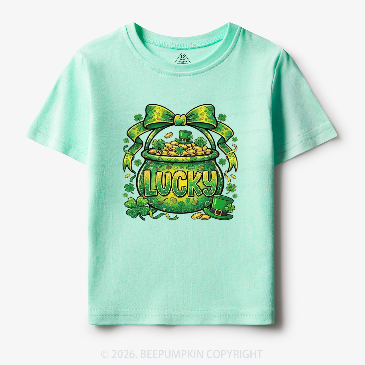 Lucky Shamrock Coquette St. Patrick's Day Toddler&Kid's Tees Beepumpkin