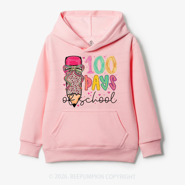 Bow Pencil 100 Days Of  School  Edition Toddler&Kid's Hoodies