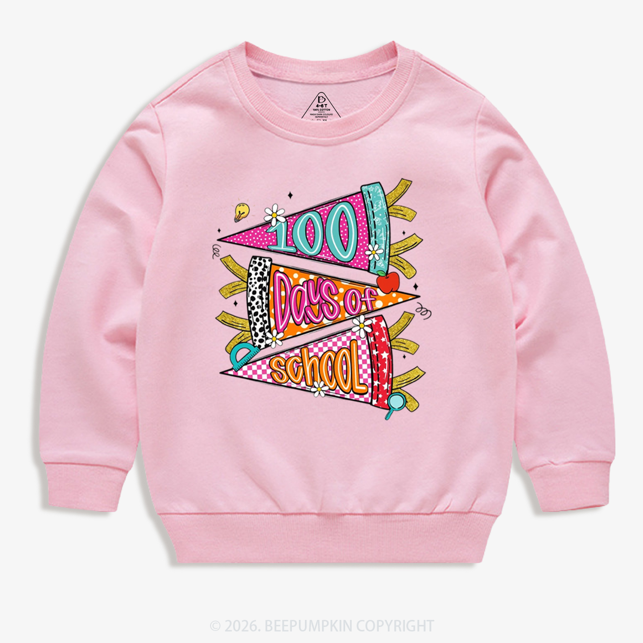 100 Days of School Coquette Bow Pencil Toddler&Kid's Sweatshirt