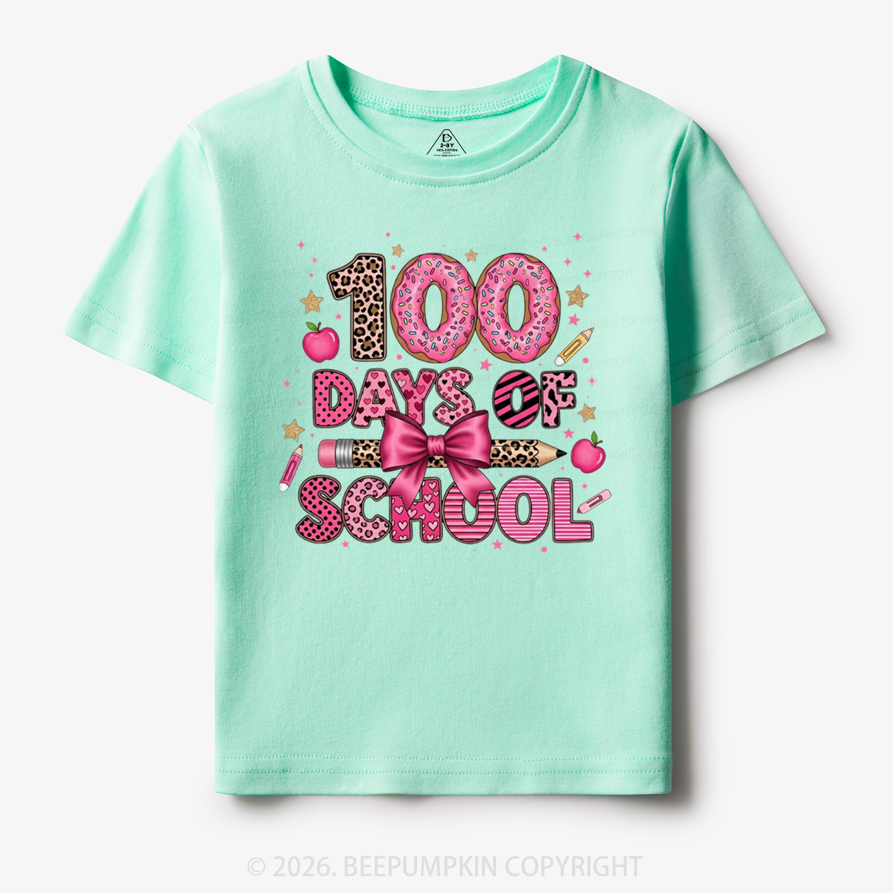 Preppy Pink Bow 100 Days Of School Toddler&Kid's Tees