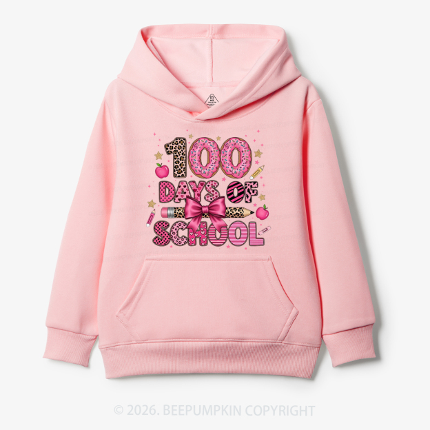 Preppy Pink Bow 100 Days Of School Toddler&Kid's Hoodies