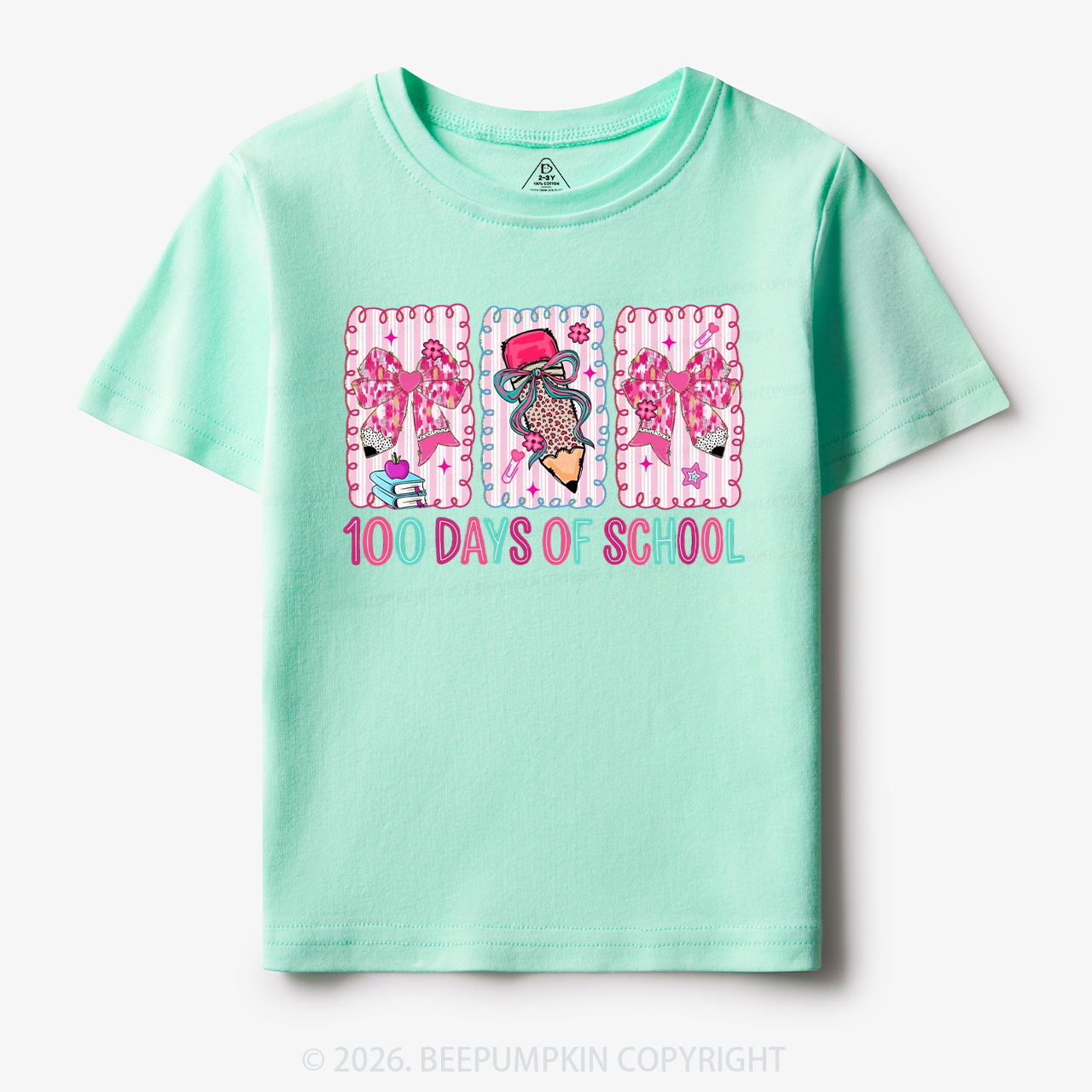 100 Days of School Coquette Bow Pencil Toddler&Kid's Tees