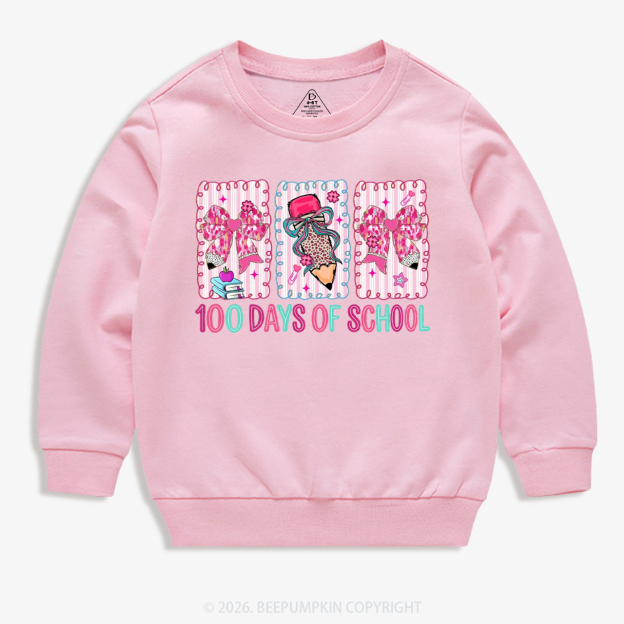 100 Days of School Coquette Bow Pencil Toddler&Kid's Sweatshirt