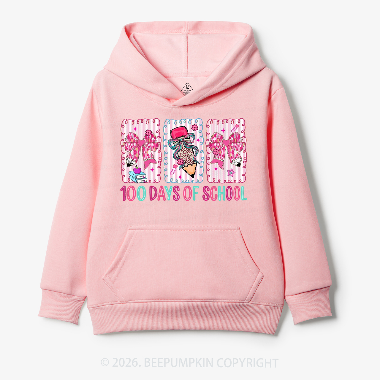 100 Days of School Coquette Bow Pencil Toddler&Kid's Hoodies