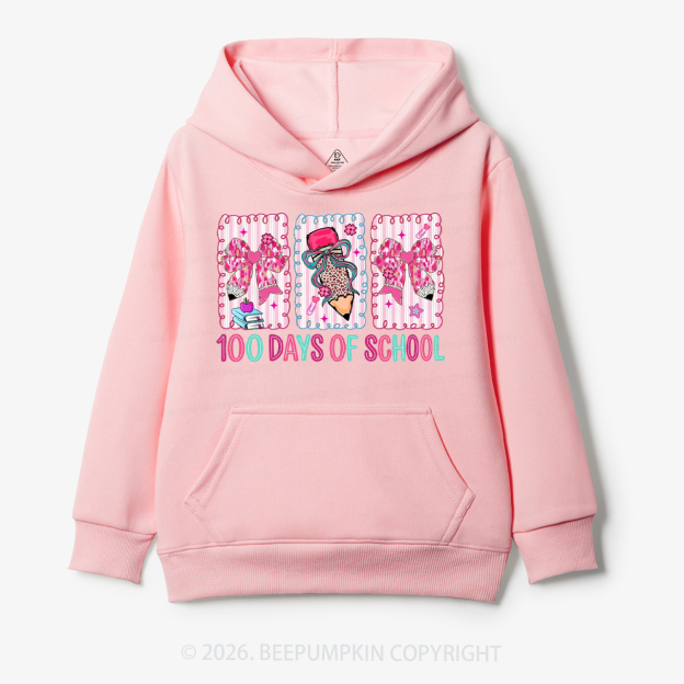 100 Days of School Coquette Bow Pencil Toddler&Kid's Hoodies