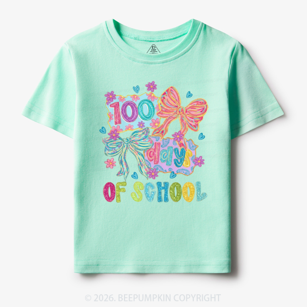Sparkly Bow 100 Days of School Toddler&Kid's Tees