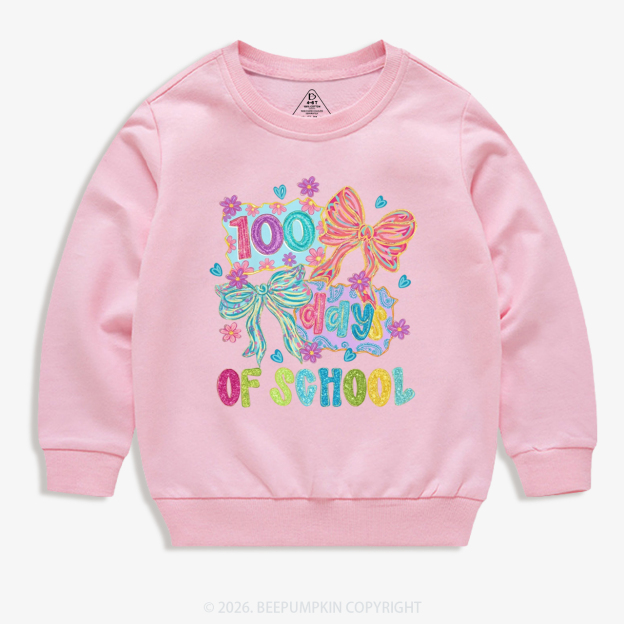 Sparkly Bow 100 Days of School Toddler&Kid's Sweatshirt