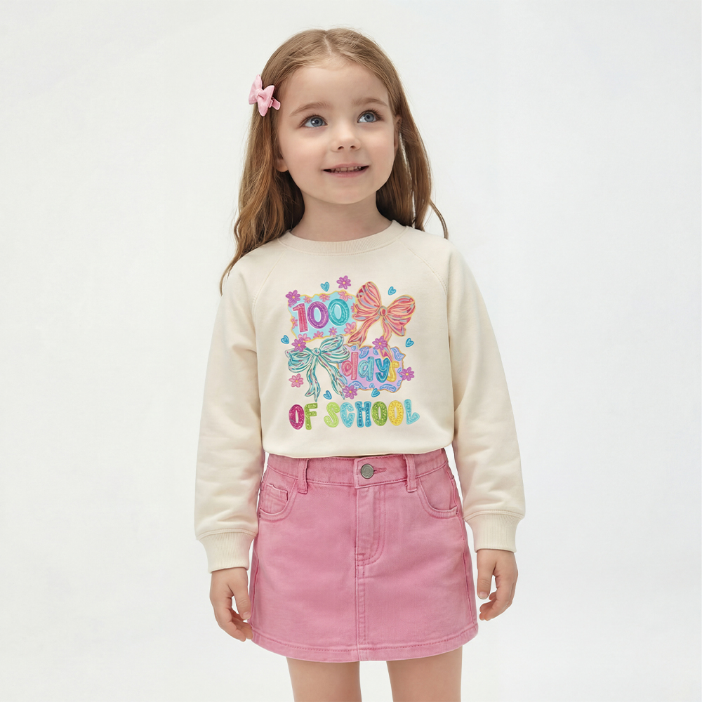Sparkly Bow 100 Days of School Toddler&Kid's Sweatshirt