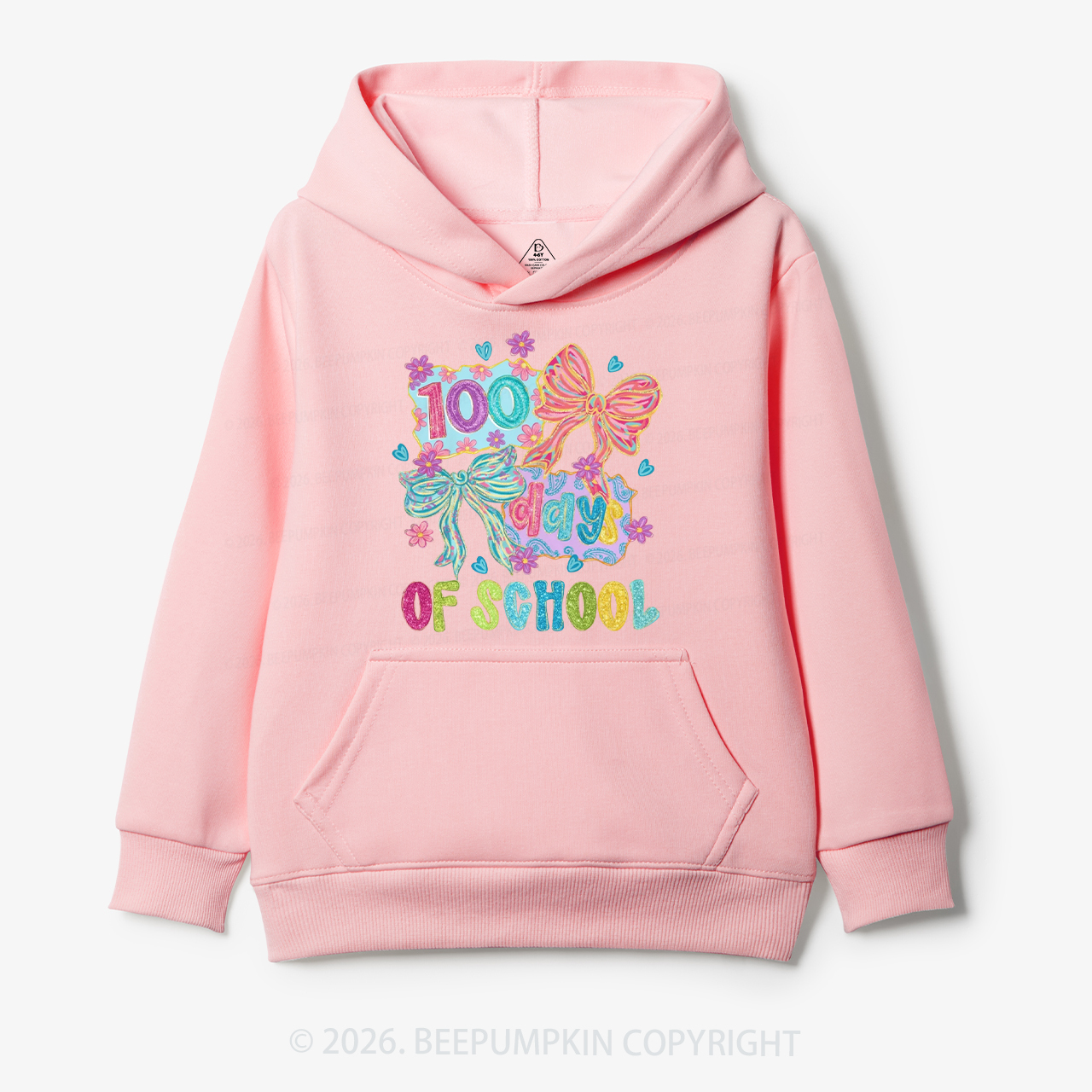 Sparkly Bow 100 Days of School Toddler&Kid's Hoodies