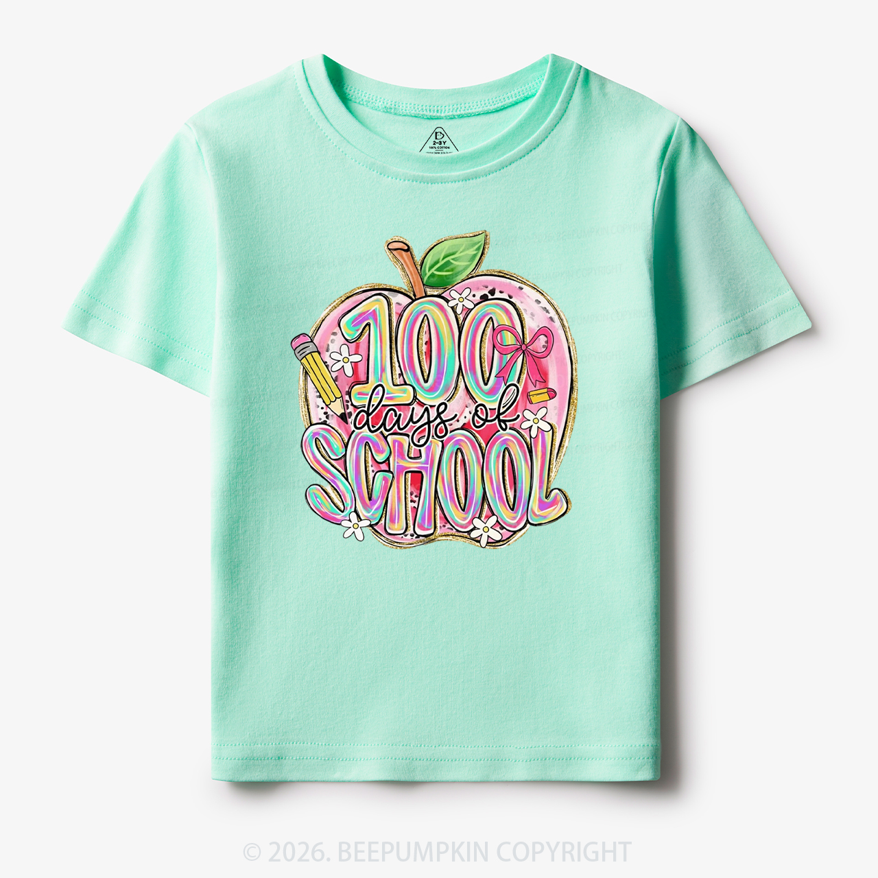 Pink Apple 100 Days of School Toddler&Kid's Tees