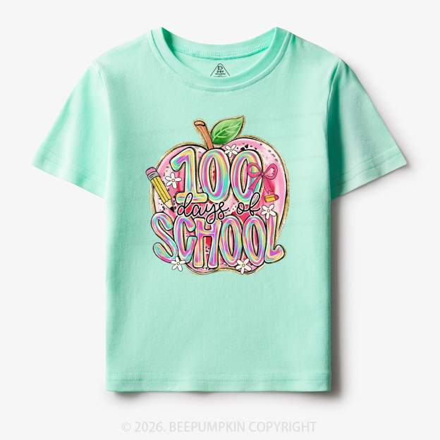 Pink Apple 100 Days of School Toddler&Kid's Tees