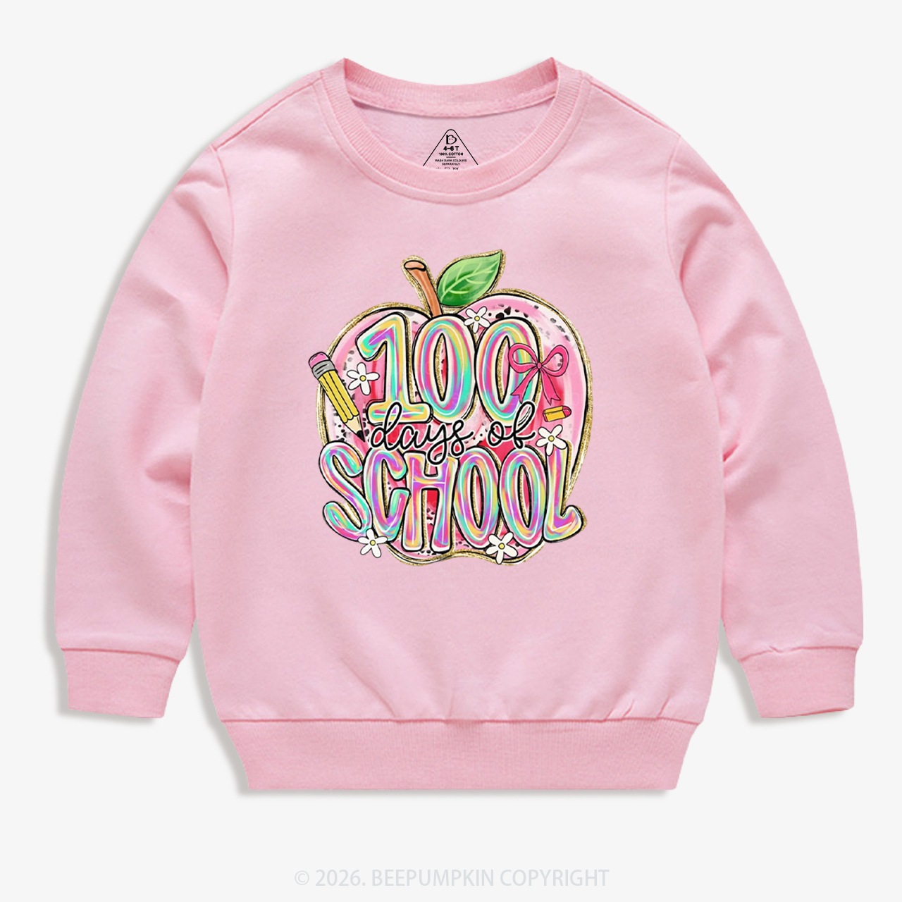 Pink Apple 100 Days of School Toddler&Kid's Sweatshirt