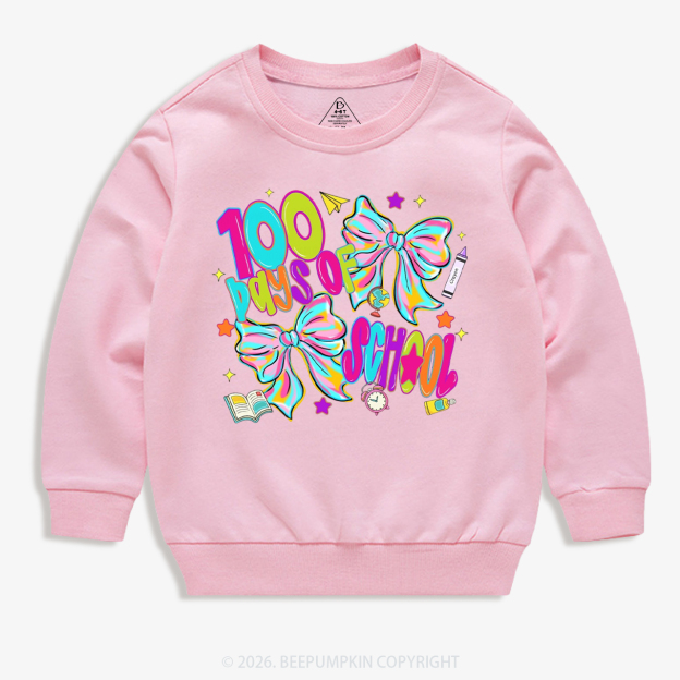 Bow Celebration 100 Days of School Toddler&Kid's Sweatshirt