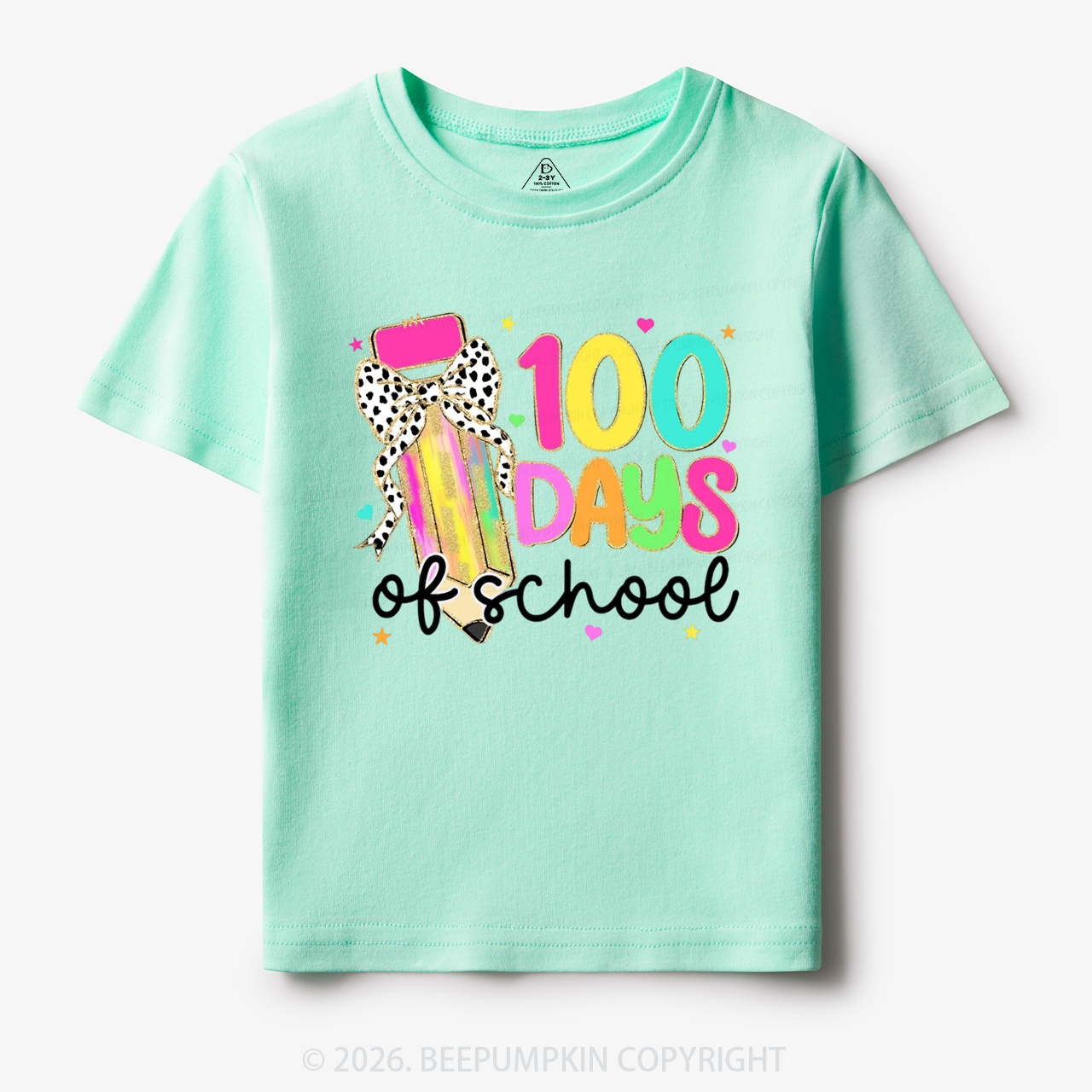 Pink Pencil Celebration 100 Days of School Toddler&Kid's Tees