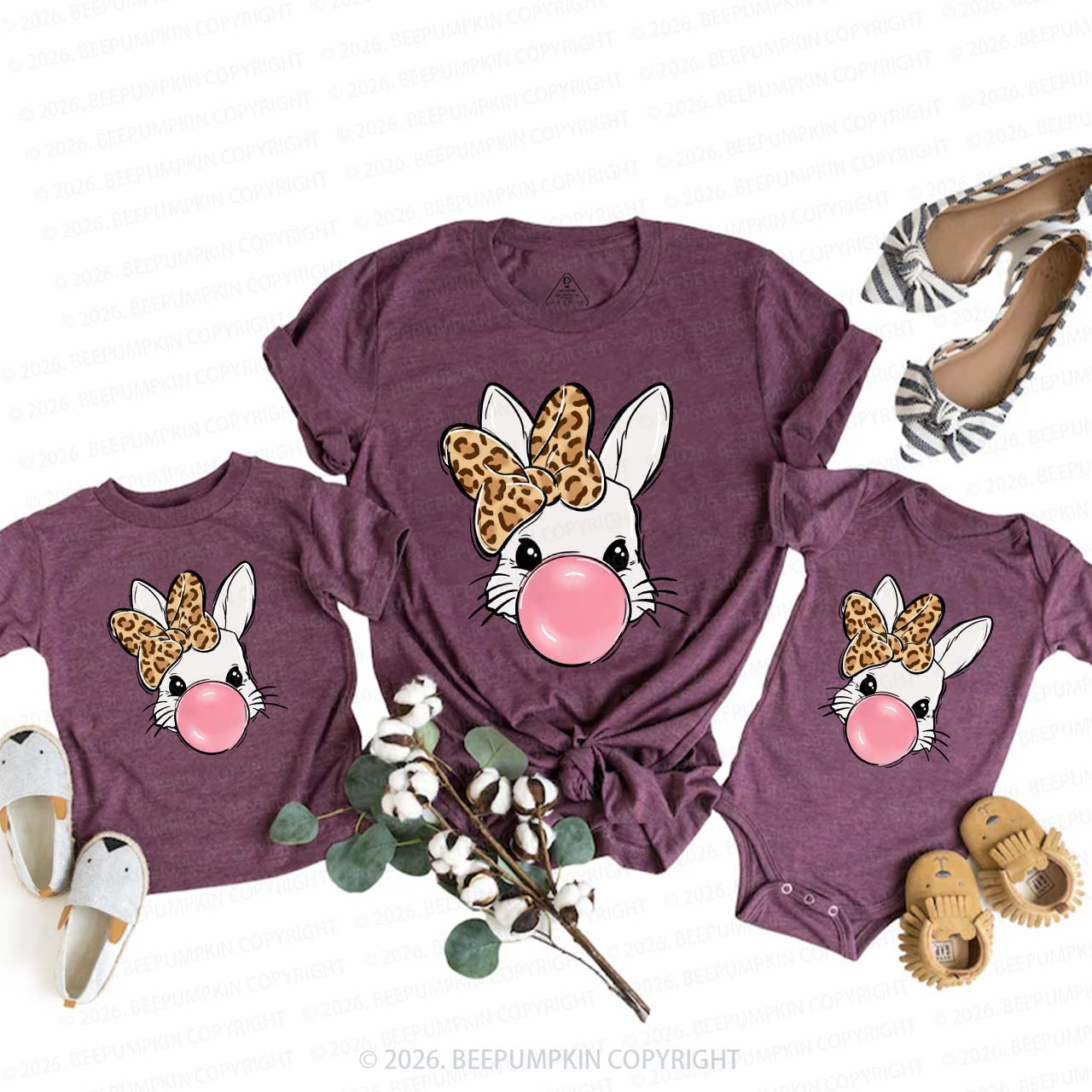 Personalized Chick & Bunny Easter Family Matching T-Shirts