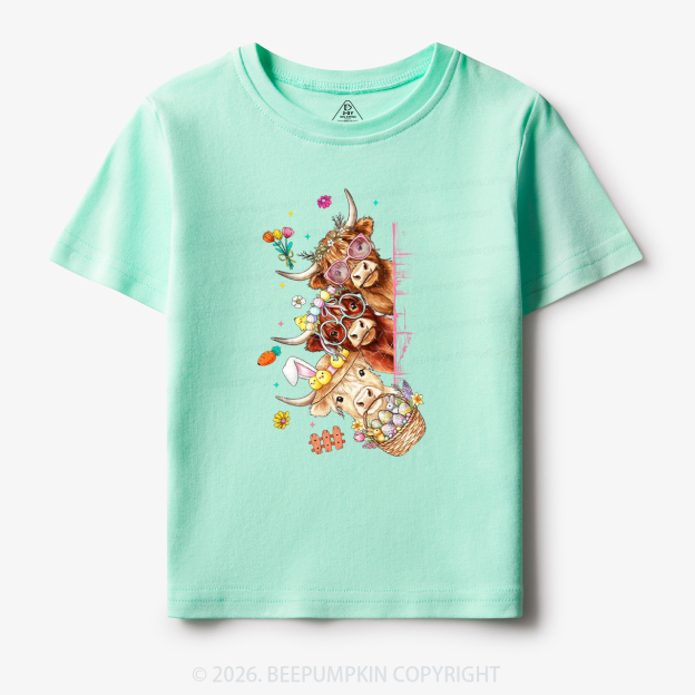 Easter Day Highland Cow&Bunny Toddler&Kid's Tees
