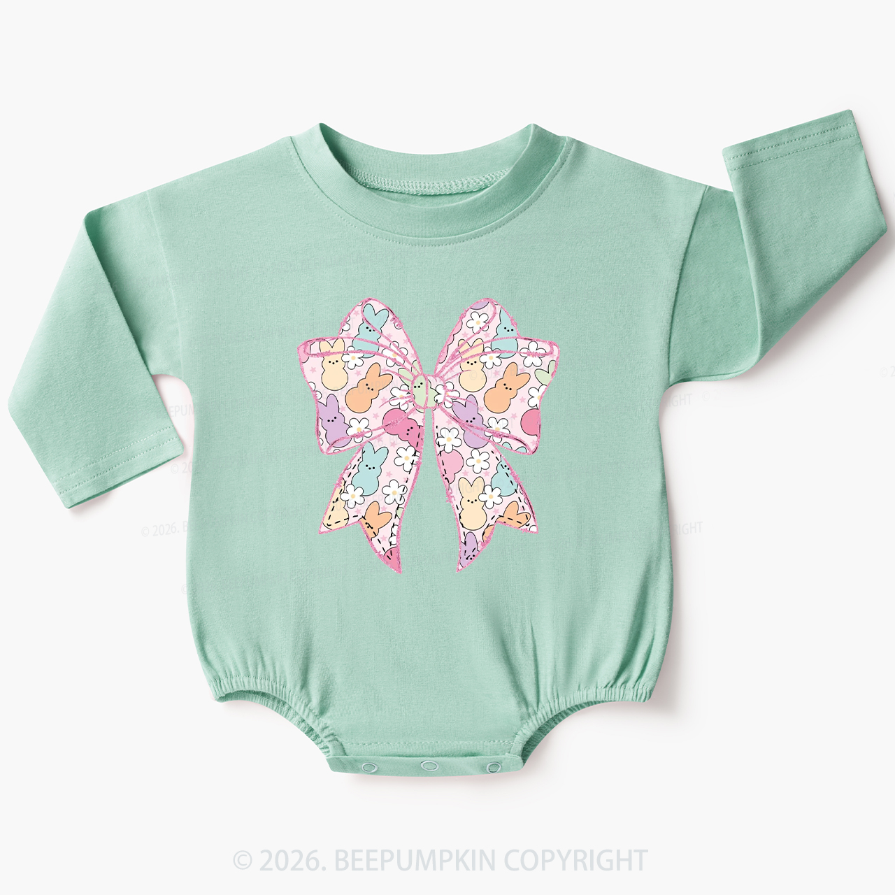 Easter Coquette Bunny Bow Baby Bubble Romper